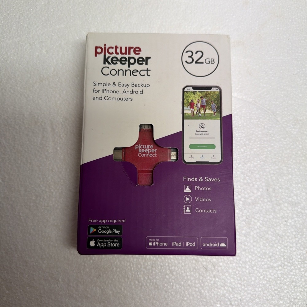 Picture Keeper Connect 32GB Simple and Easy Backup iPhone, Android, PC